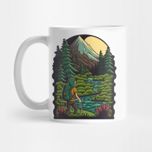 Cute hiker on a mountain trail - Sustainable fashion for the future Mug